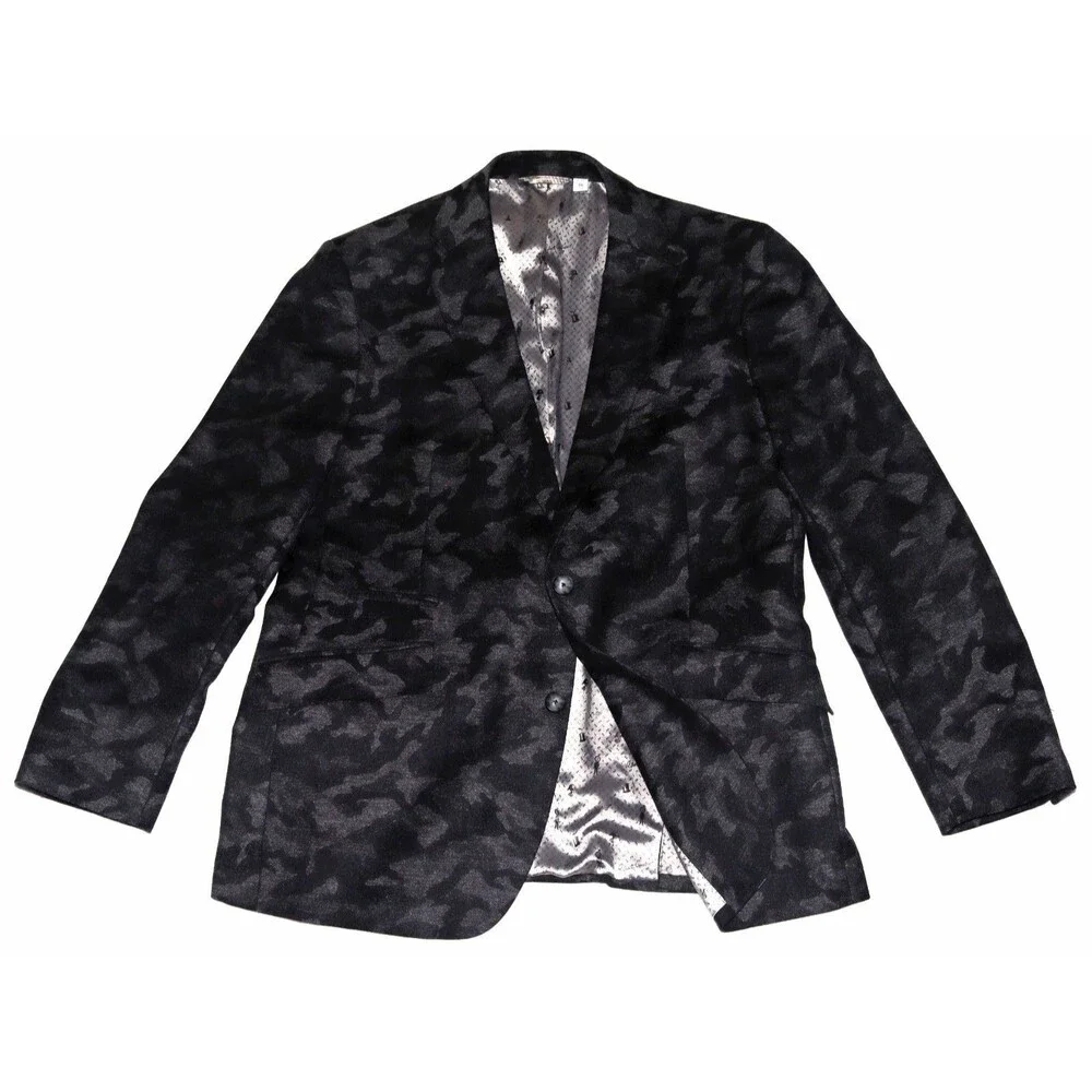 Robert Graham Sport Blazer Mens 46 Black Gray‎ Camo 2 Button Wool Cashmere Blend